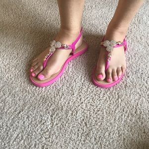 Pink and Gold Bling Sandals.